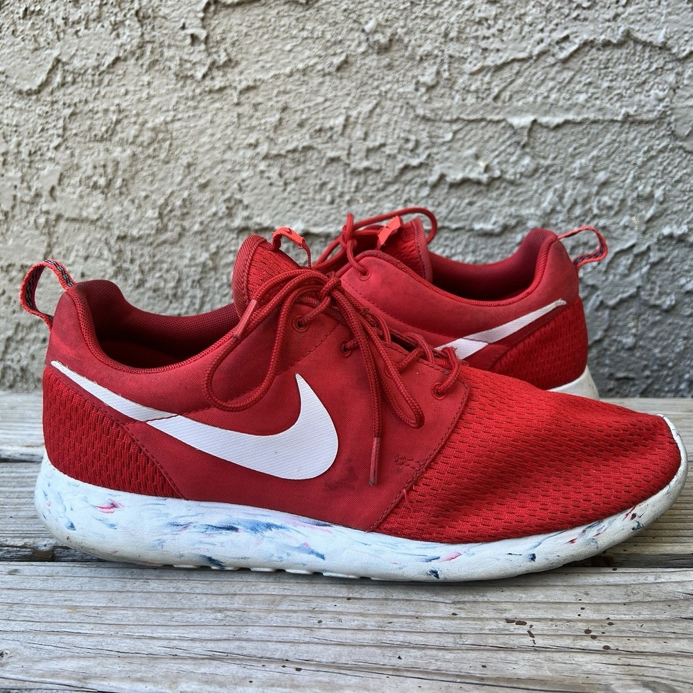 Nike Shoes Men Size 12 Roshe Run Marble Challenge Red Running  669985-600